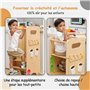 Olvy Kids 4-en-1 Tour d'apprentissage Montessori – Tabouret en Bois – Marchepied Enfant 4 Marches – Tour d’Observation Sécurisée