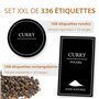 COMFORDER Set de 336 Etiquettes Autocollantes pour Épices : 168 Rectangulaires + 168 Rondes, 24 Étiquettes Vierges de Chaque For