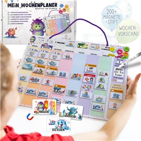 TOBJA Planificateur hebdomadaire pour enfants avec système de récompense – Avec 200 aimants