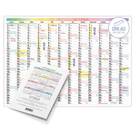 TOBJA Calendrier mural 2026 A3 avec grands champs - Design coloré - Format A3 (42 x 29