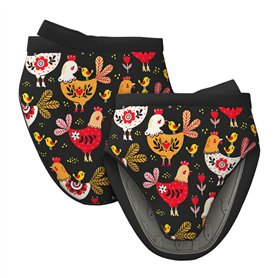 1 paire de gants de cuisine en silicone avec motif coq et poules
