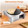 Crêpière professionnelle 40 cm, appareil à crêpes électrique en acier inoxydable avec plaque chauffante ronde antiadhésive, crêp
