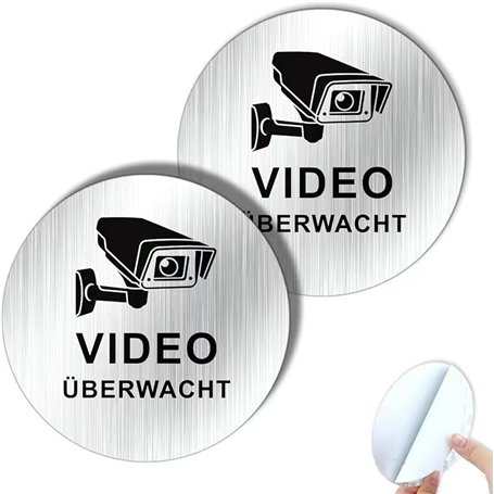 Lot de 2 Panneaux de Vidéosurveillance Petits Autocollants