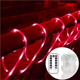 Tuyau lumineux - 10 mètres - Sur Batterie - Rouge - Pour Extérieur