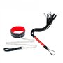 HUNTVE Collier en Peluche en Cuir avec chaîne en métal et Fouet pour Jeux de rôle (Noir et Rouge)