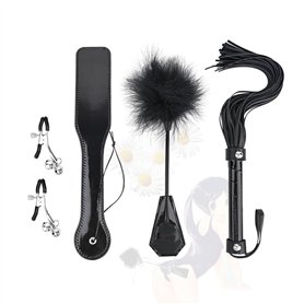 HUNTVE Noir Fouet à plumes Cravache Équipement pour Les Sports D'équitation entraînement Quotidien（4PCS）