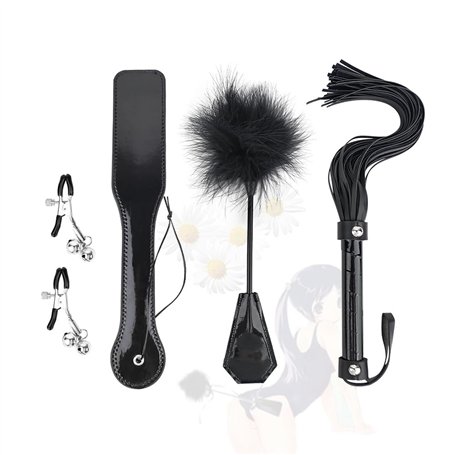 HUNTVE Noir Fouet à plumes Cravache Équipement pour Les Sports D'équitation entraînement Quotidien（4PCS）