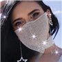 IYOU Boho Cristal Visage Chaîne Engrener Mascarade Masque Strass Des soirées Balle Déguisements Étape vénitien Mardi Gras Robe M