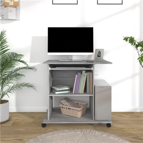 AJJHUUKI Mobilier d'extérieur Bureau informatique Gris Sonoma 80 x 50 x 75 cm