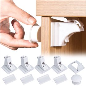 Verrouillage de tiroir pour bébé - Sécurité enfant - Verrou de placard - 4 Serrures + 1 Clé auto-Adhésive - Serrure Invisible po