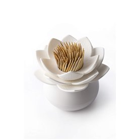 QUALY Porte Cure-Dents Distributeur Lotus. en Blanc. env. 7