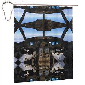 AUGUSTRUSH Rideau de douche imperméable avec œillets métalliques (cockpit d'avion) avec 12 crochets