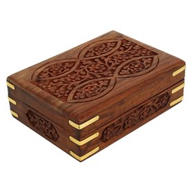 Ajuny Boîte de Rangement de Bijoux Décoratifs en Bois Fabriqués à la Main Motif Floral Organisateur de Coffre au Trésor Polyvale