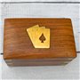 Ajuny Boîte de Rangement Décorative en Bois à Double Pont Pour Cartes à jouer Organiseur en Laiton Design Ace Avec 2 Paquets de 