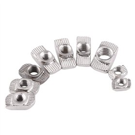 50 Pièces T écrous en Acier au Carbone Plaqué Zinc Attache écrou à Tête de Marteau à Rainure en T pour Profils D'extrusion en Al