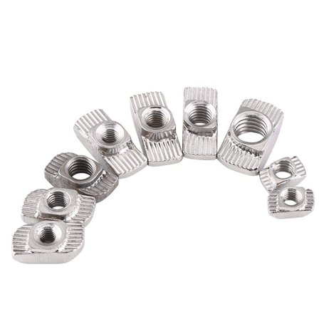 50 Pièces T écrous en Acier au Carbone Plaqué Zinc Attache écrou à Tête de Marteau à Rainure en T pour Profils D'extrusion en Al