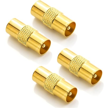 Comforty Lot de 2 coupleurs coaxiaux d'antenne TV de type F - Connecteur à vis femelle vers RF coaxial - Type F femelle vers pri