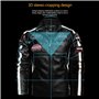 Blouson aviateur for Homme, Veste d'équitation Vintage Noire de Moto, Veste en Cuir zippée Veste de Cowboy en Cuir PU for Homme 