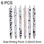 Ensemble De Stylo De Vache Mignon 6pcs Rétractable Dessin Animé Cow Neutral Stylo Noir Gel Encre Point Écriture