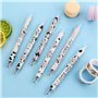 Ensemble De Stylo De Vache Mignon 6pcs Rétractable Dessin Animé Cow Neutral Stylo Noir Gel Encre Point Écriture
