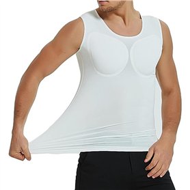 MECKOZ Chemise Adulte à Faux Muscles Pectoraux pour Hommes