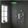 BNCXMO Système de Douche thermostatique à Plafond LED 16 "avec Finition chromée en Laiton, Douche à Main, 6 Sprays corporels et 