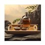 Plateau de service Plateau en bambou et en bois avec oreilles, assiette à dîner commerciale rectangulaire, plateau à tasse de th