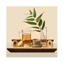 Plateau de service Plateau en bambou et en bois avec oreilles, assiette à dîner commerciale rectangulaire, plateau à tasse de th