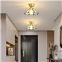 CYMHJ Plafonnier semi-encastré rétro moderne en laiton antique, éclairage de plafond doré brossé avec abat-jour en verre, plafon