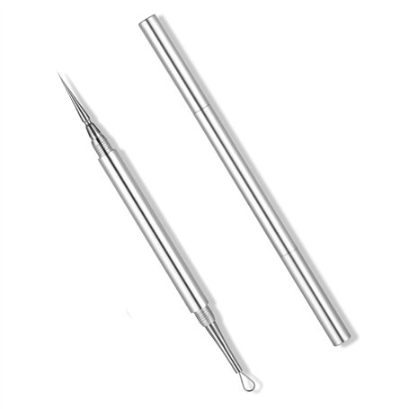 Extracteur de milien en acier inoxydable - Extracteur de points noirs et de boutons - Nettoyeur de pores ultra fin et extracteur