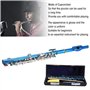 TSLVTA Flûte Piccolo Bleu + Clé E Instrument à Clé Piccolos Français 6 Trous Piccolo Détachable Professionnel avec Tournevis Boî