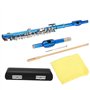 TSLVTA Flûte Piccolo Bleu + Clé E Instrument à Clé Piccolos Français 6 Trous Piccolo Détachable Professionnel avec Tournevis Boî