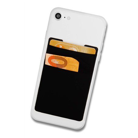 Cardsock - Réutilisable Porte Carte téléphone Portable - Porte-Carte de crédit Stick on avec 2 Poches en Noir