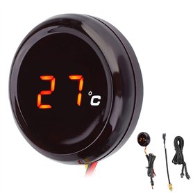 Terisass Moto numérique thermomètre jauge Guidon étanche Vision Nocturne jauge de température Affichage LED pour 12V Moto