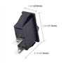 Interrupteur On/Off Voltury à bascule 2 broches 250 V 16 A 125 V 20 A 26 x 11 mm Rocker on Off Noir