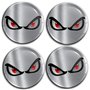 Biomar Labs® 4 x 70mm Autocollant 3D No Fear Eyes sans Peur Yeux Argent Noir Silicone pour Cache-Moyeu Enjoliveurs Centre de Rou