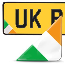 Biomar Labs® 2 x 3D Flexibles Autocollant de Plaque Immatriculation Personnalisable Badge Drapeau de l'Irlande Emblème Voiture A