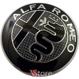 2 Badges compatibles avec Alfa Romeo New Black 74mm Emblem Avant Arrière Capot Rouge et Noir 147 156 159 Brera Mito Metal
