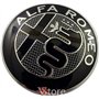 2 Badges compatibles avec Alfa Romeo New Black 74mm Emblem Avant Arrière Capot Rouge et Noir 147 156 159 Brera Mito Metal