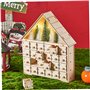 Calendrier de l'avent de Noël avec Calendrier l'Avent en bois LED avec arbre Noël et 24 tiroirs Décorations pour adultes Cadeaux