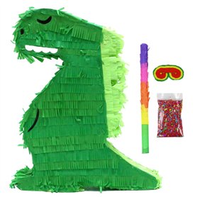 La fête des dinosaures favorise la piñata de dinosaure avec bâton en plastique