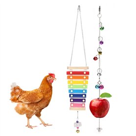 2 Pièces Suspendus Poulet Son Jouets Poulet Xylophone Jouet Poulet Balançoire Jouets Suspendu Poulet Picorer Jouets pour Poules