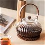 WAOCEO Théière 80 0ml Théière en Verre résistant à Haute température avec poignée en Bois de Filtre en Verre épaissie en Verre a