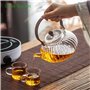 WAOCEO Théière 80 0ml Théière en Verre résistant à Haute température avec poignée en Bois de Filtre en Verre épaissie en Verre a