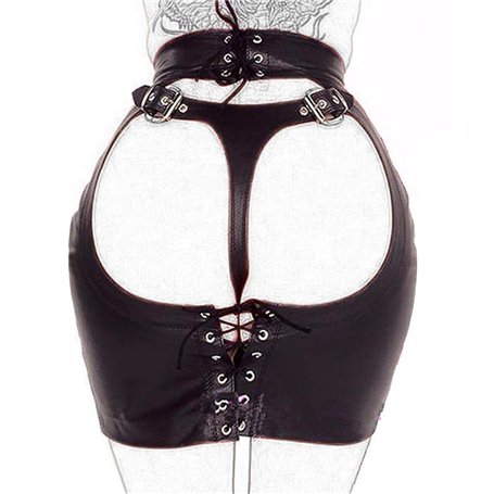 binxliuxo Fluoro Robe Noire en PU Mini Jupe Accessoires b-d-s-m