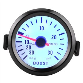 EBTOOLS Jauge Turbo Boost LED Jauge de Pointeur de Suralimentation Universelle Jauge de Pression sous Vide 0-30PSI 12V Cadran Bl