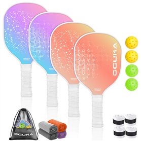 Oguka Lot de 4 raquettes de pickleball légères avec 4 balles de pickleball