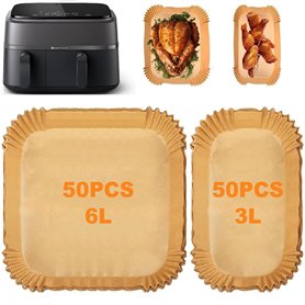 Lot de 100 feuilles de papier sulfurisé pour Philips Dual Basket Airfryer 3000 série 6L/3L NA350/00