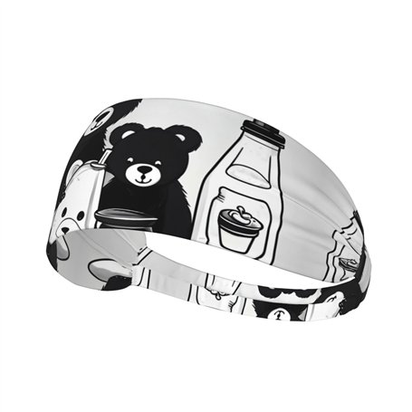Mignon Bouteille de Lait Ours Bandeau Elastique Exercice - Accessoire Tendance Athlètes pour Gym Exercice