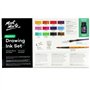 Mont Marte Calligraphie Set 16 pièces – Porte-Plume avec Plume et Encre – Contient 12 x 7ml d'Encre, Plume en Verre, Pinceau, Re